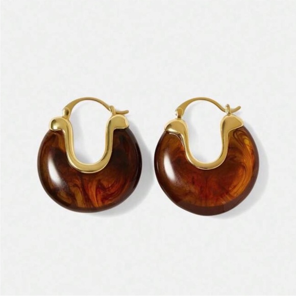 Anthropologie Jewelry - New! Anthropologie Amber Gold Huggie Hoop Earrings (1006) NWOT